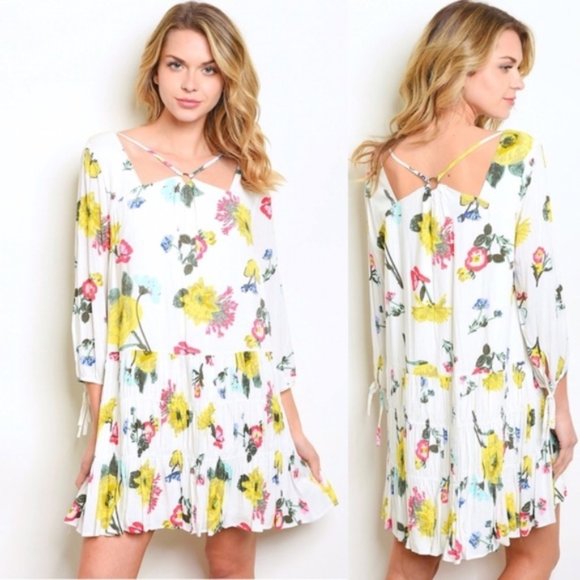 entro Dresses & Skirts - Flowy Ruffle Wanderlust Boho Floral Tunic …